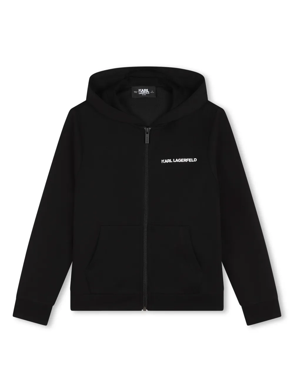Karl Lagerfeld Kids Hoodie met logoprint en rits Zwart