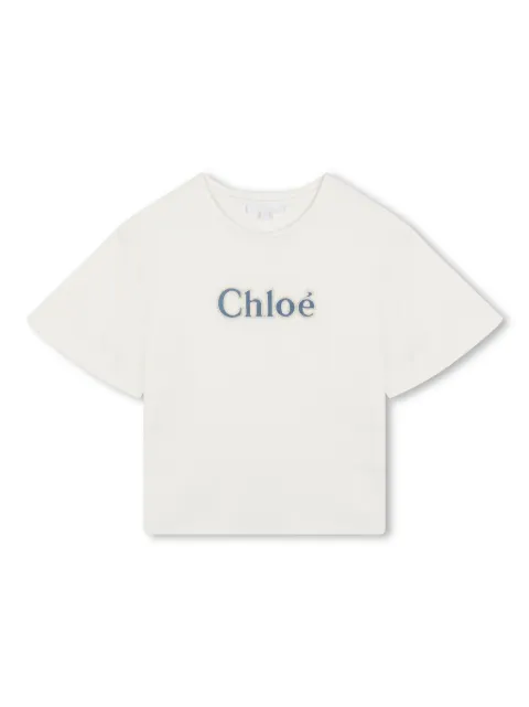 Chloé Kids slogan-print cotton T-shirt