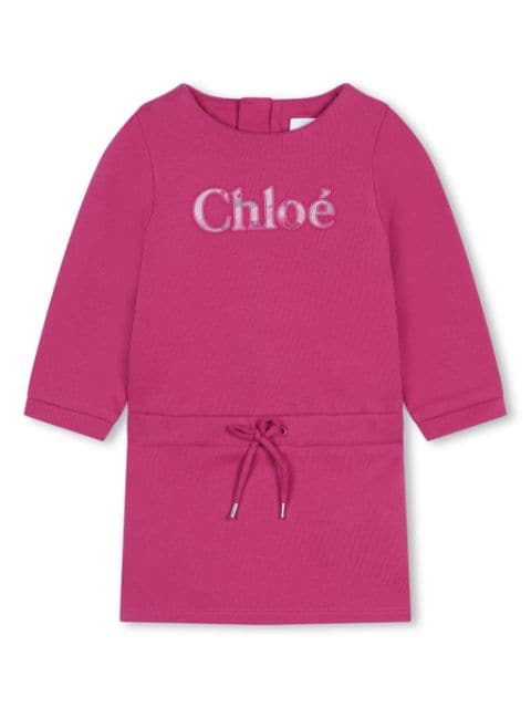 Chloé Kids logo-embroidered cotton dress