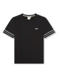 BOSS Kidswear herringbone-bands cotton T-shirt - Black