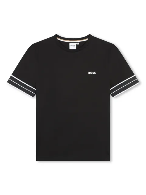 BOSS Kidswear herringbone-bands cotton T-shirt 