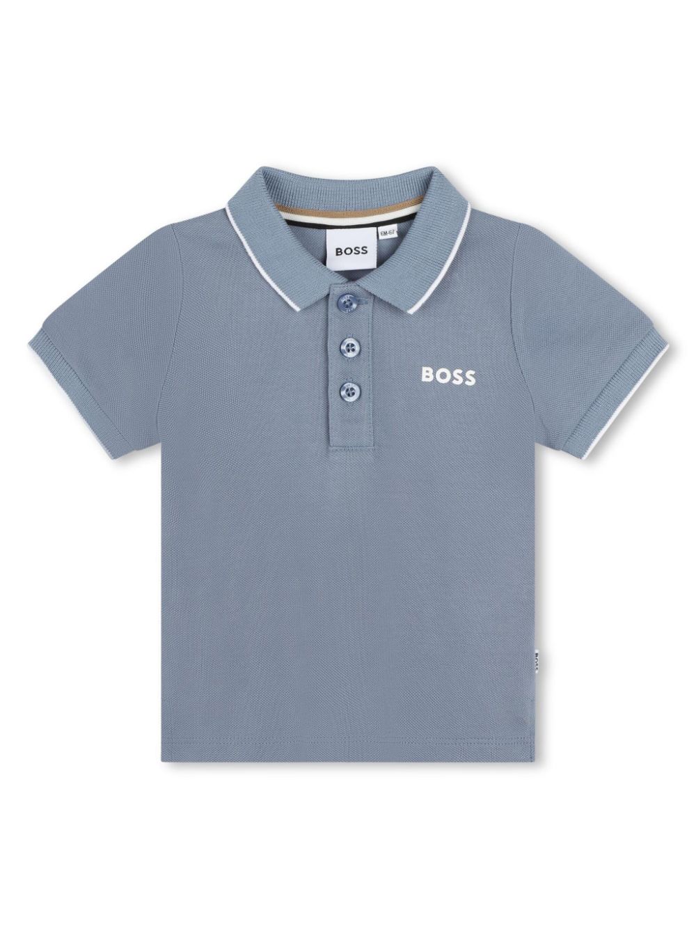 Shop Bosswear Printed Cotton Polo Shirt In Blue