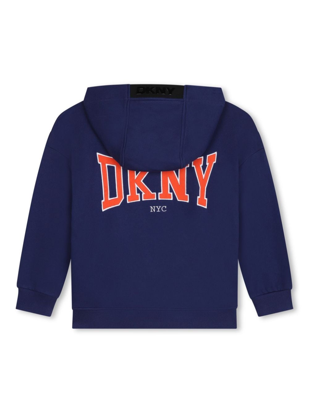 Shop Dkny Logo-print Zipped Hoodie In Blue