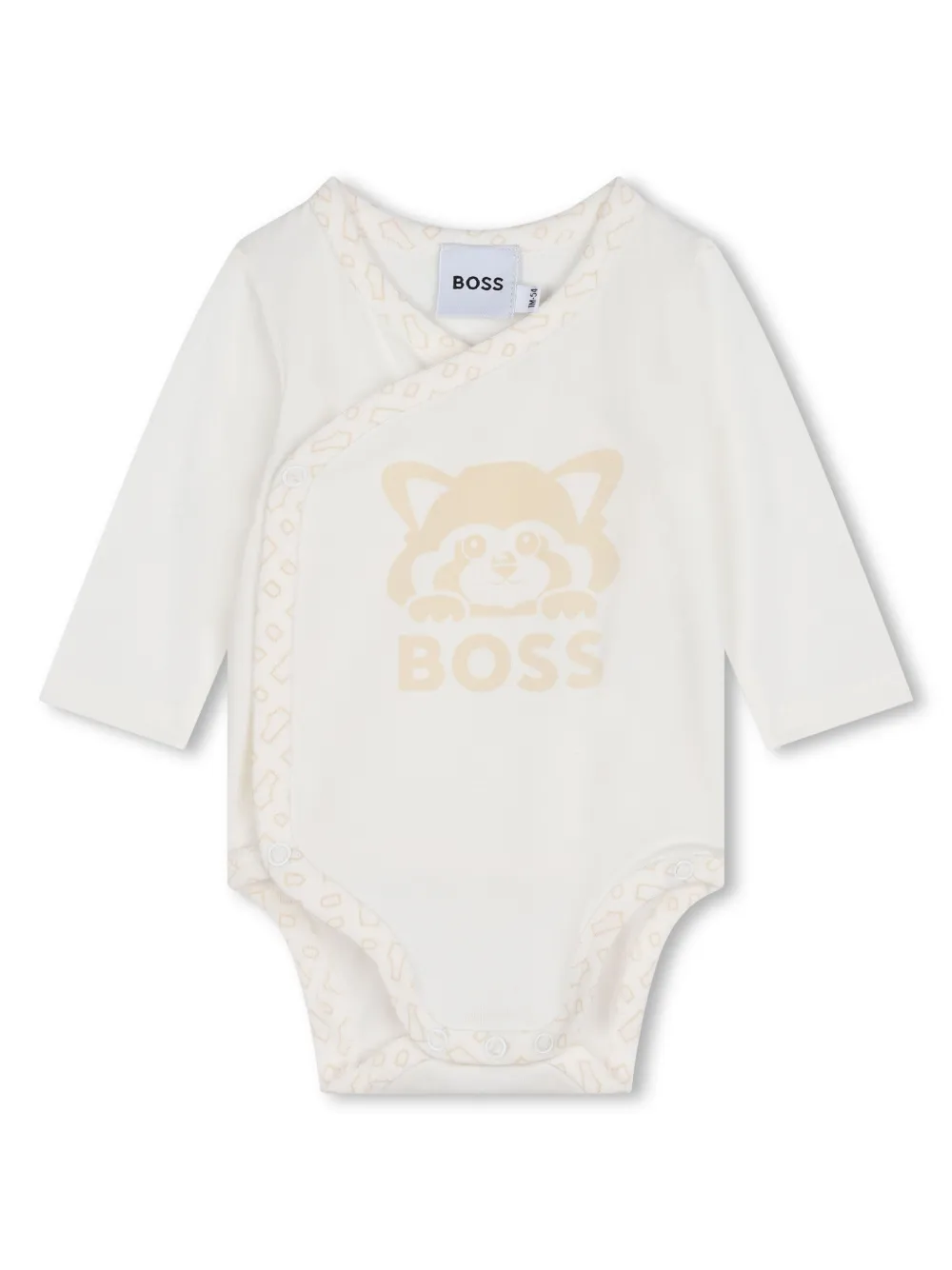 BOSS Kidswear Red Panda romper muts en slabbetje Wit