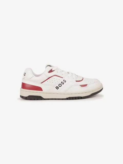 BOSS Kidswear logo-print leather sneakers