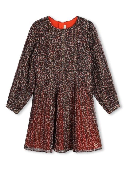 Michael Kors Kids pleated leopard-print dress