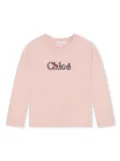 Chloé Kids slogan-print long-sleeved T-shirt T-shirt - Pink