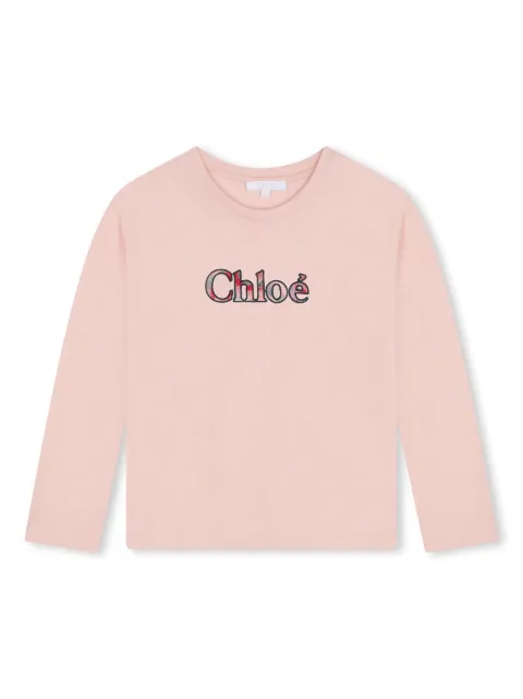 Chloé Kids slogan-print long-sleeved T-shirt T-shirt