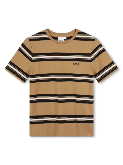 BOSS Kidswear logo-print striped cotton T-shirt