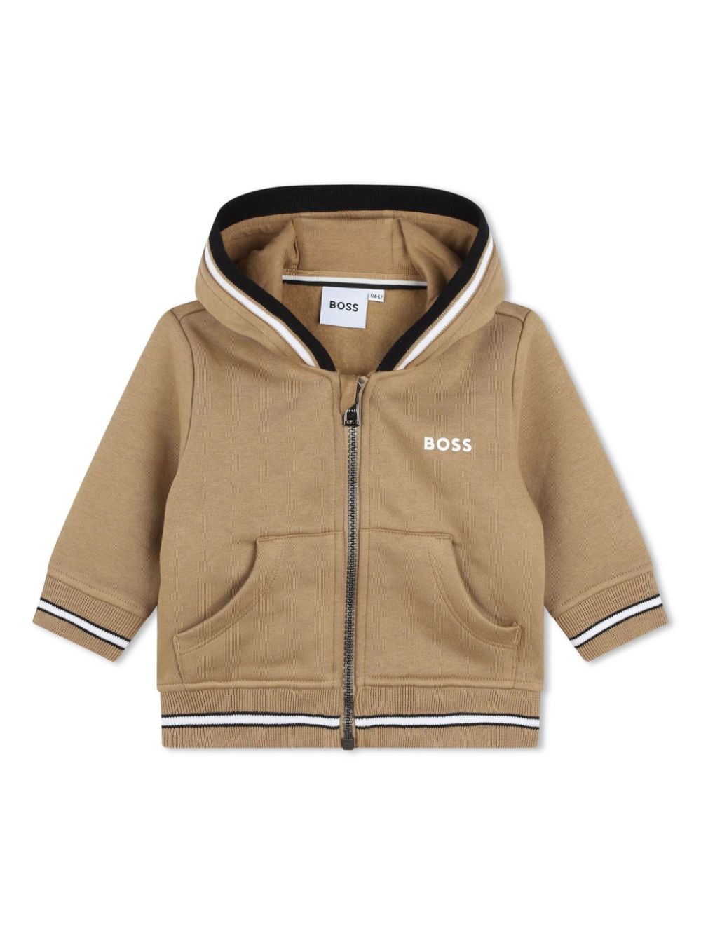 Bosswear Babies' Logo-embroidered Zipped Hoodie In Neutrals