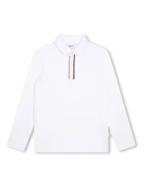 BOSS Kidswear piqué-weave long-sleeved polo shirt 