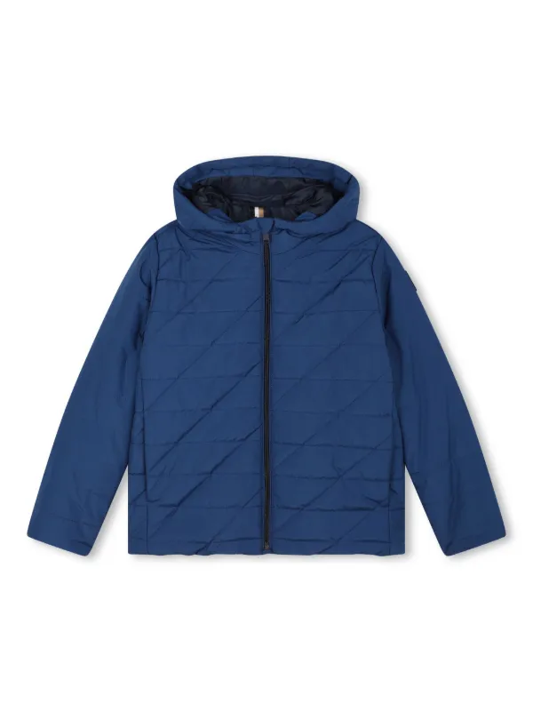 BOSS Kidswear フーデッド パデッドジャケット | ブルー | FARFETCH JP