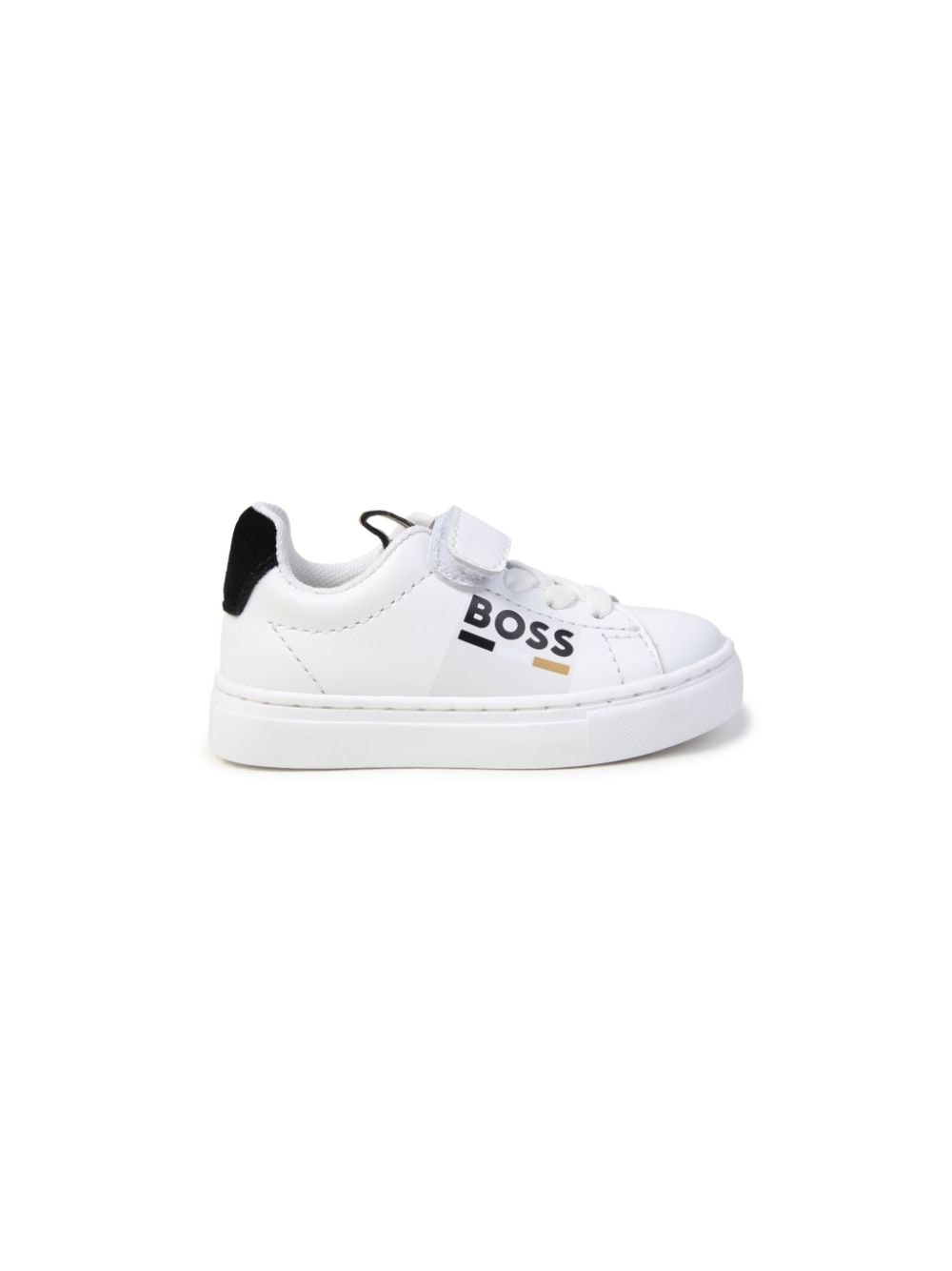 BOSS Kidswear Leren sneakers met logoprint - Wit