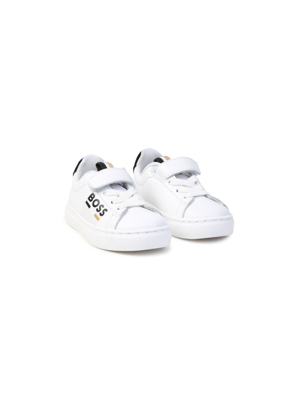 BOSS Kidswear logo-print leather sneakers White