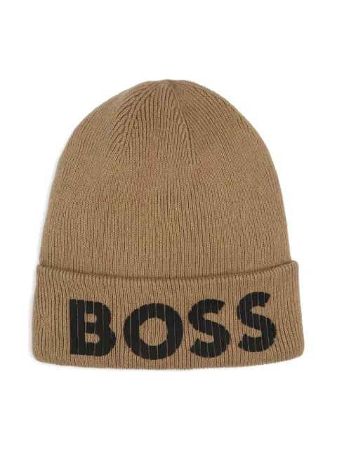BOSS Kidswear logo-print cotton beanie