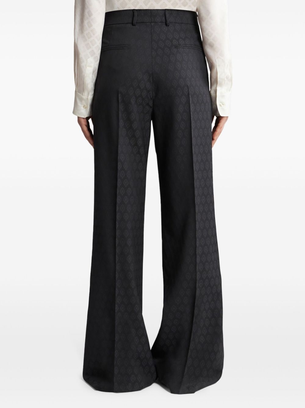 Shop Etro Patterned-jacquard Wool Trousers In Schwarz