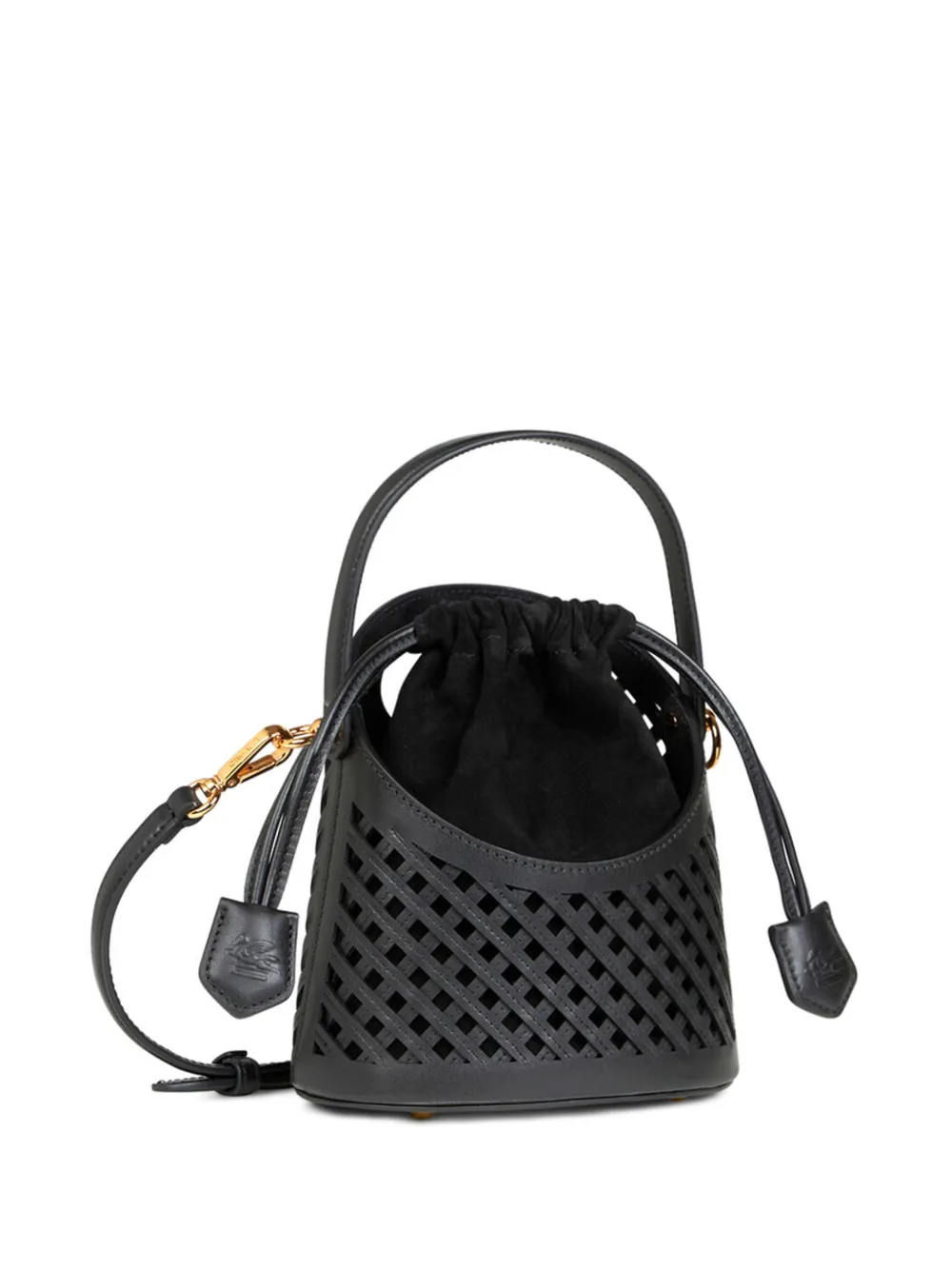 Etro Small Saturno Grid Cut-out Crossbody Bag In Black