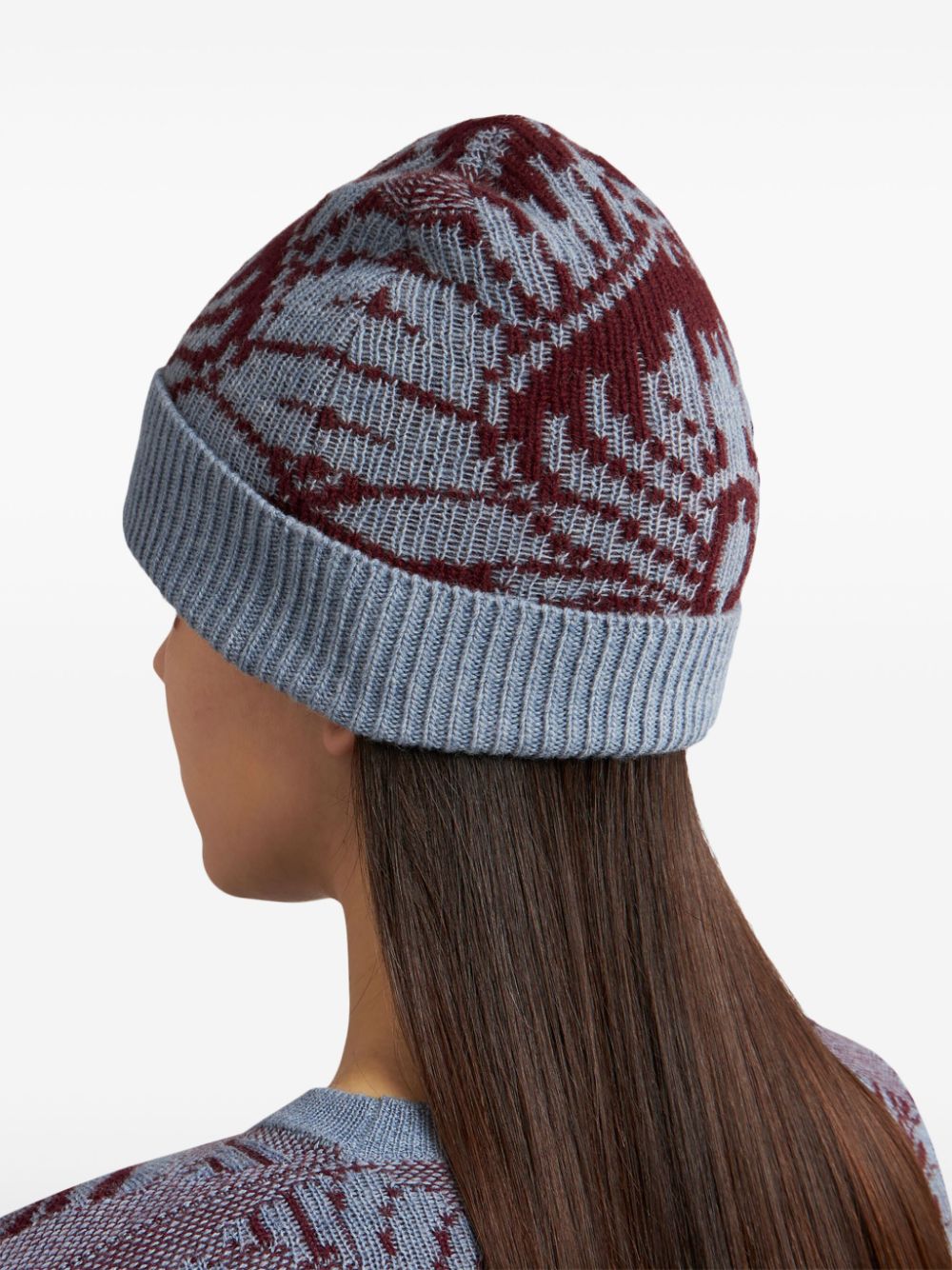 Shop Etro Intarsia-knit Wool Beanie In Blau