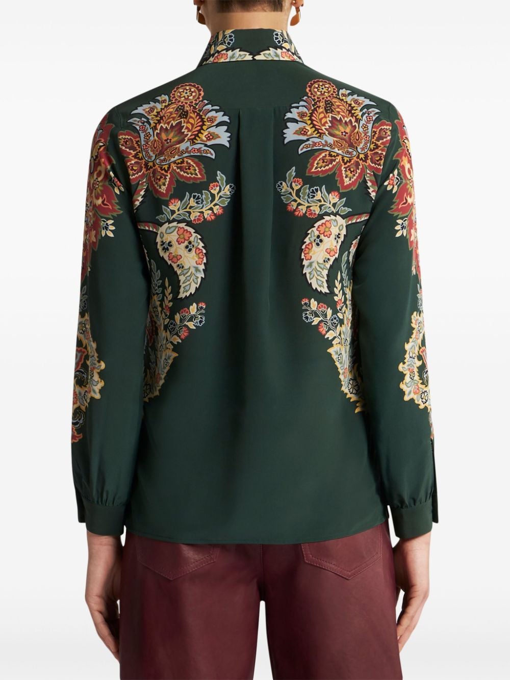 Shop Etro Paisley-print Silk Shirt In Green