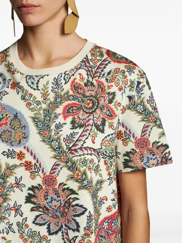 ETRO ロゴ付き ペイズリープリント コットン 半袖Tシャツ ETRO ロゴ付き ペイズリープリント コットン 半袖Tシャツ