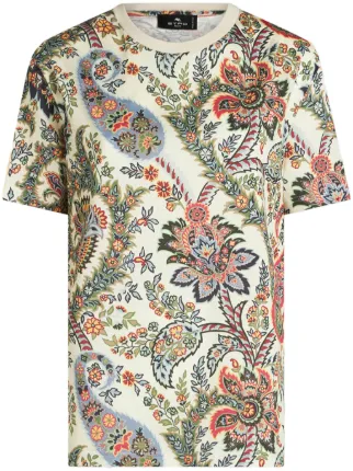 イタリア製 ETRO ロゴ 花柄 ペイズリー柄 Tシャツ ETRO ペイズリー Tシャツ | ブルー | FARFETCH JP