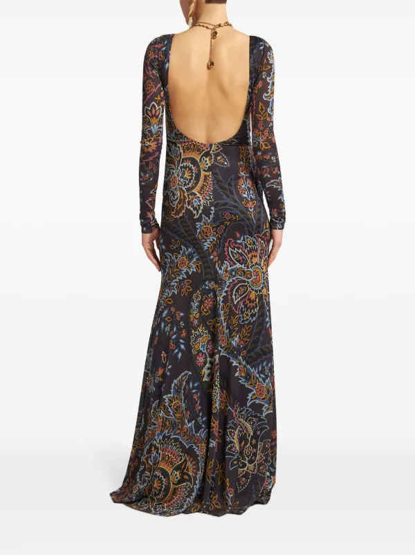 ETRO ペイズリーマキシドレス | ブラック | FARFETCH JP