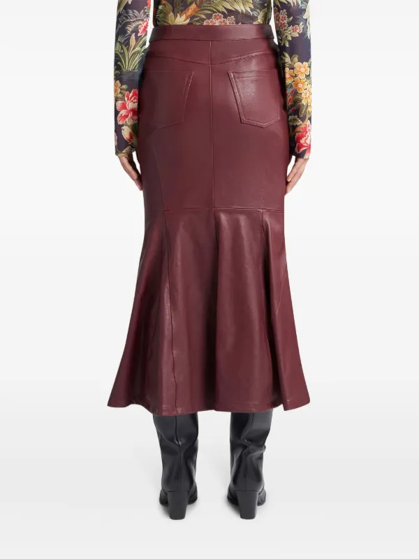 ETRO マーメイド レザースカート | レッド | FARFETCH JP