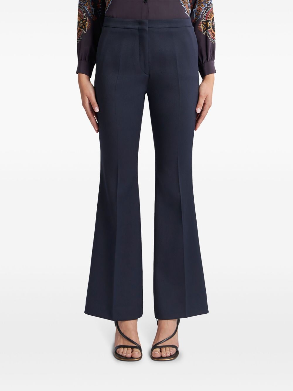 ETRO gabardine flared trousers - Blauw