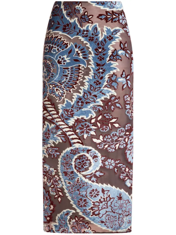 【送料&関税込】Etro Midi Skirt ETRO Asymmetric printed satin-jacquard midi skirt | NET-A-PORTER