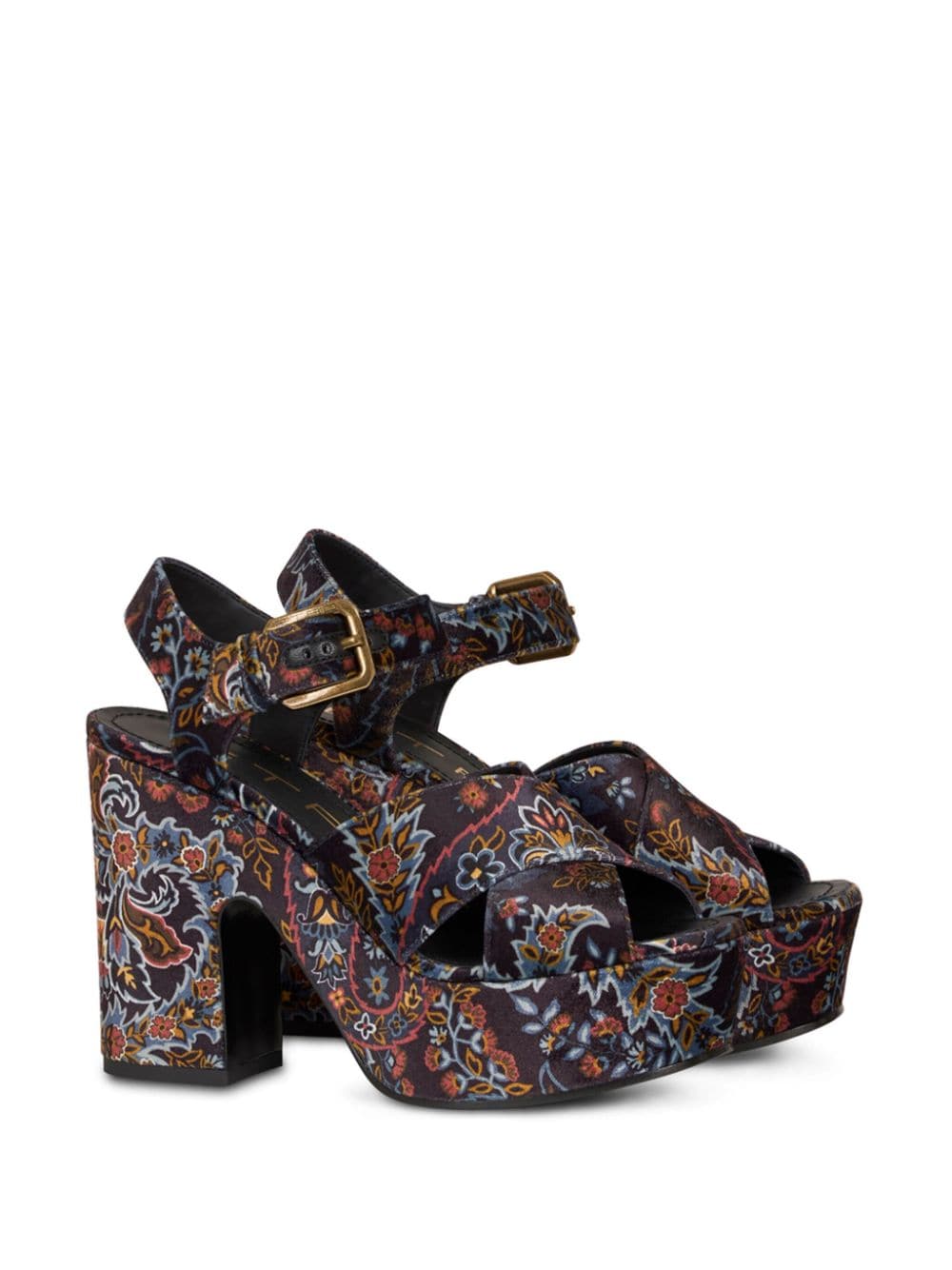 Shop Etro Paisley-print Leather Sandals In Brown