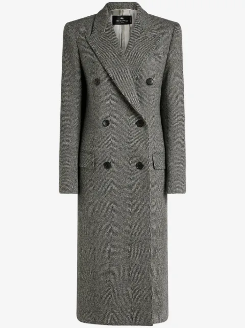 ETRO Doppelreihiger Mantel mit Fischgrätenmuster