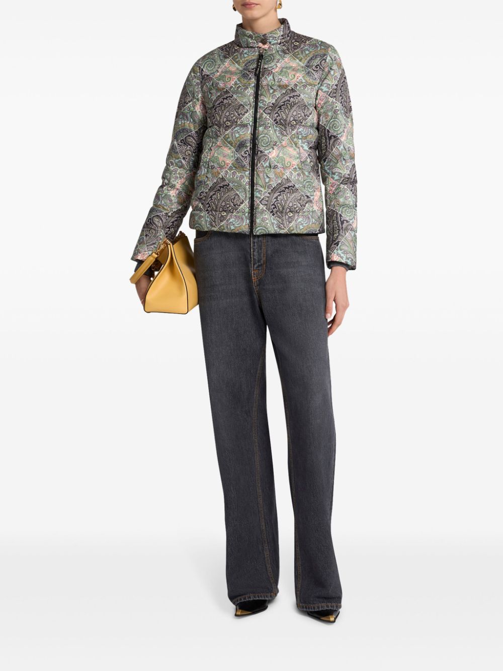 ETRO paisley-print goose-down puffer jacket - Zwart