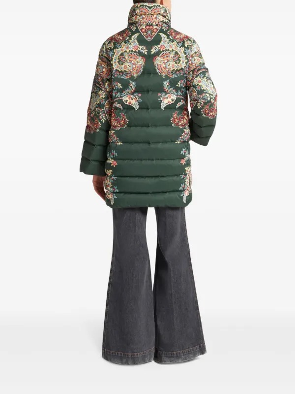 ETRO paisley-print zip-up Puffer Coat | Green | FARFETCH