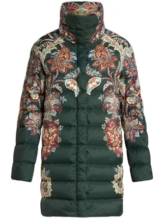 ETRO paisley-print zip-up Puffer Coat | Green | FARFETCH