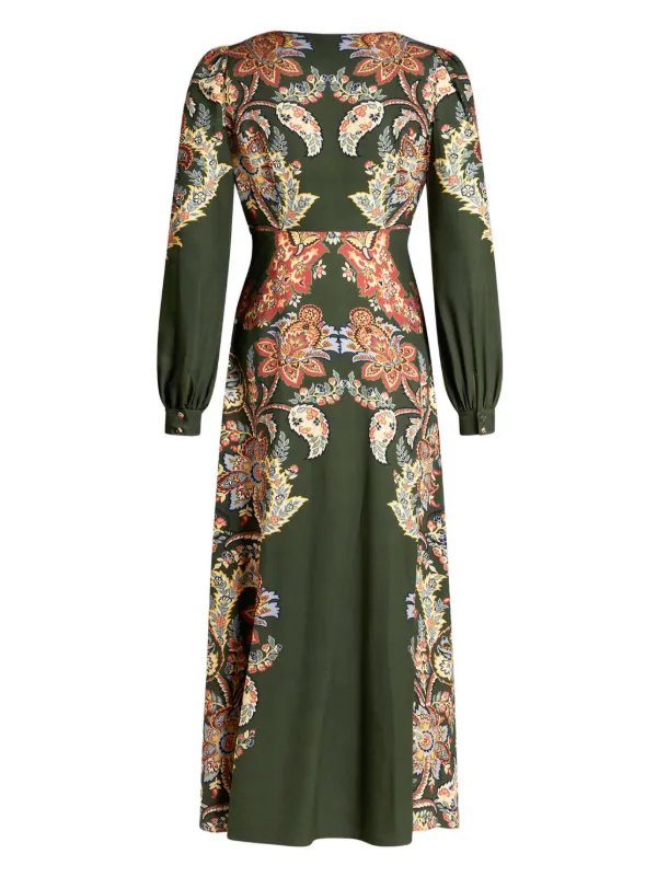ワンピース ETRO Woman Dress Green WRHA016299IA423 X0892 ETRO Floral Print Twill Dress | Green | FARFETCH JO