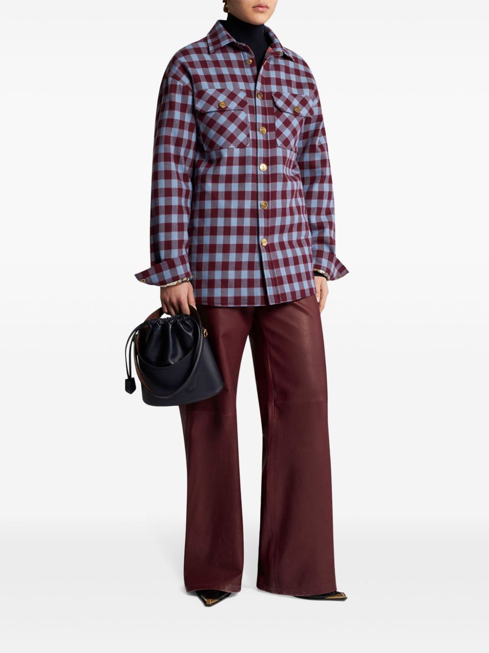 Shop Etro Padded Check Jacquard Shirt In Rot