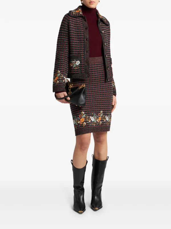 ETRO floral-embroidered Wool Jacket | Black | FARFETCH