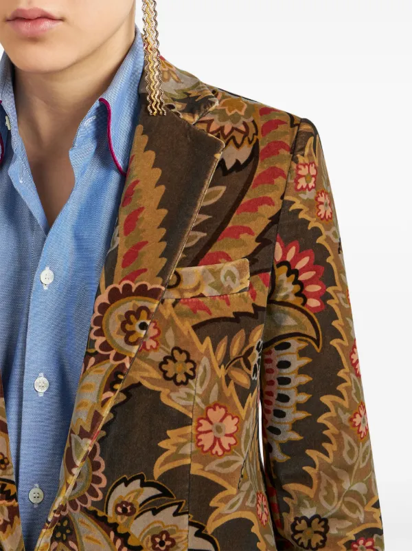 ETRO ペイズリー ベルベットジャケット | ブラウン | FARFETCH JP