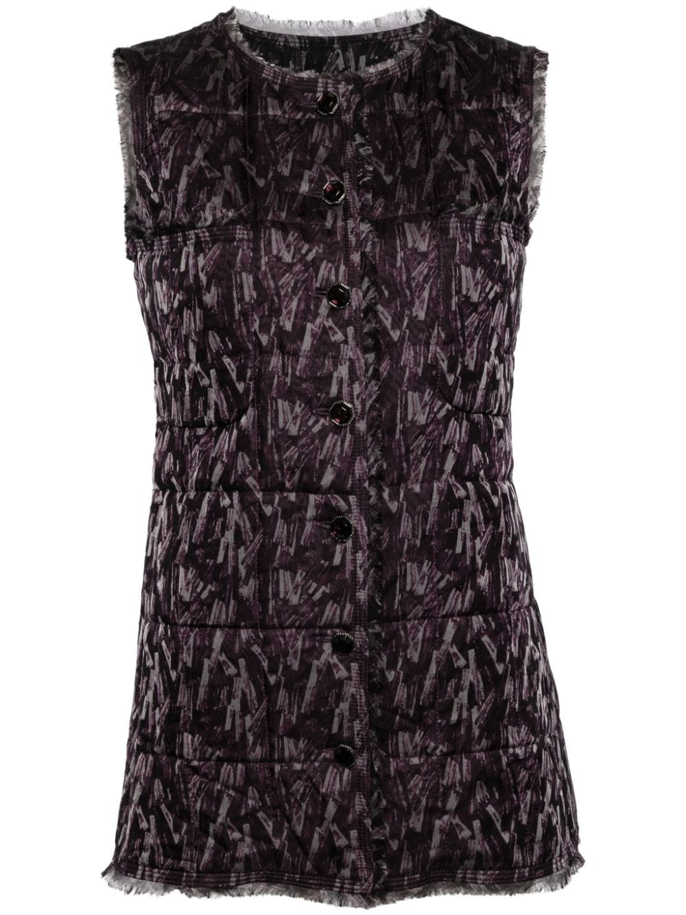 Pre-owned Chanel 2000s Abstract-print Quilted Silk Vest In Purple