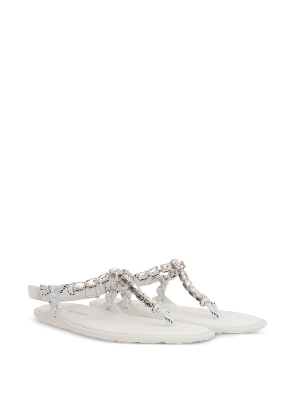 Miu Miu crystal-embellished thong sandals - Beige