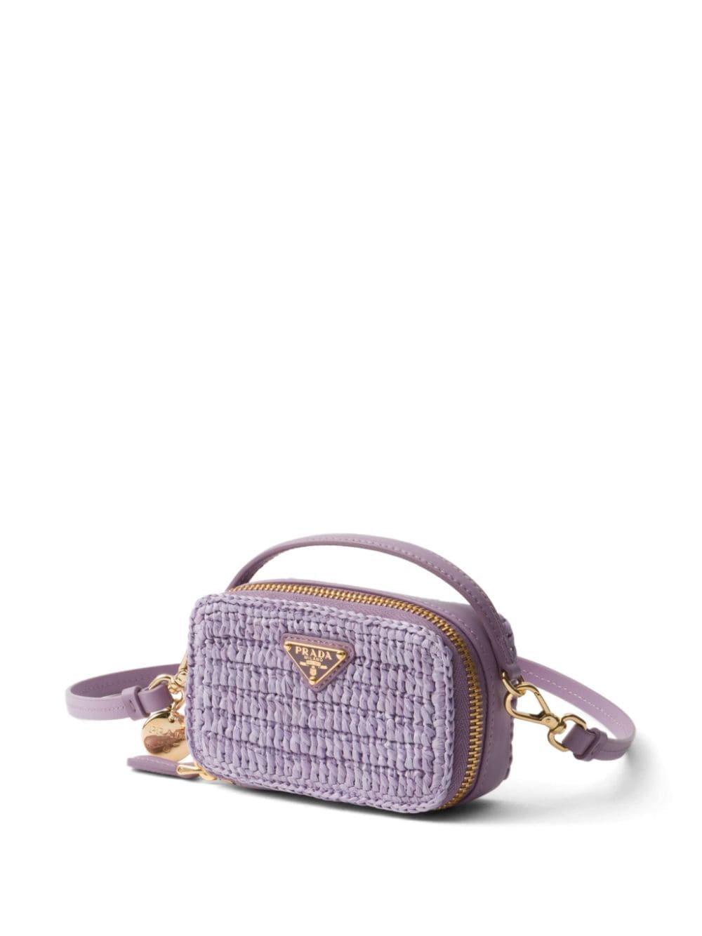 Shop Prada Logo-plaque Crochet Pouch In Purple