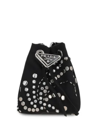 【関税＆送料込み】Prada Logo-AppliquAC Studded Bucket Bag Prada logo-appliqué Studded Bucket Bag | Black | FARFETCH BH