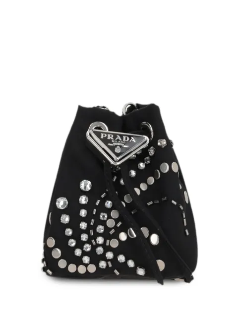 Prada logo-appliqué studded bucket bag