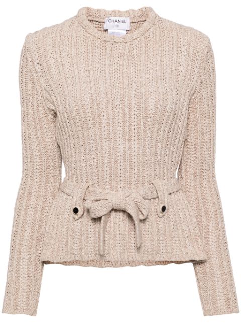 CHANEL 2000s round neck belted jumper Women