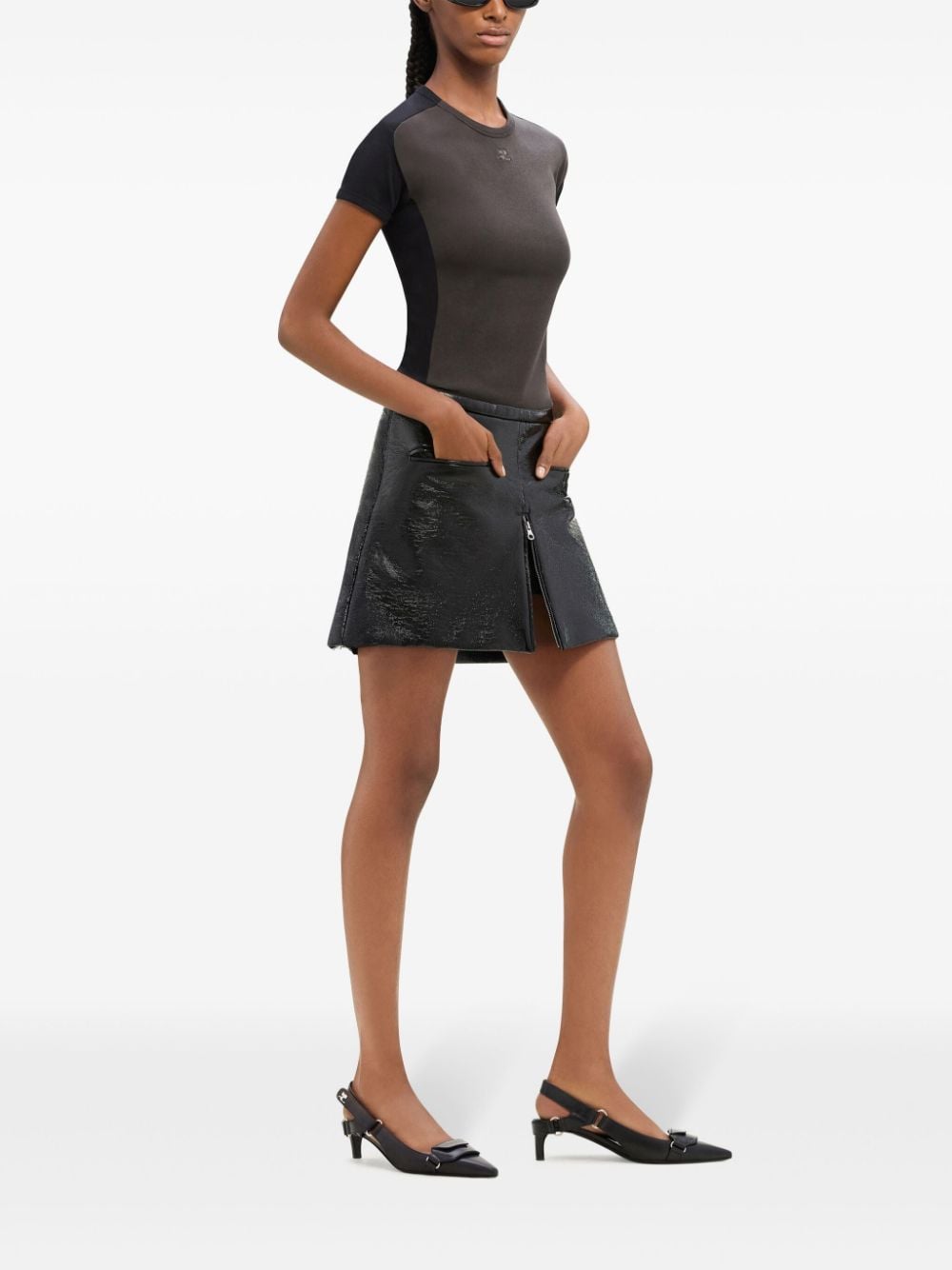 Shop Courrèges Heritage Coated Miniskirt In Black