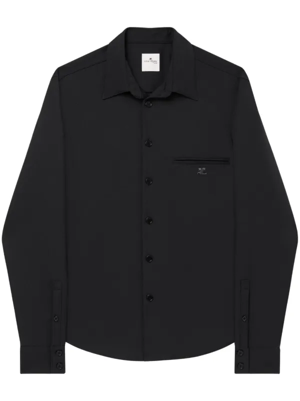Courrèges One Pocket Twill Shirt | Black | FARFETCH CA