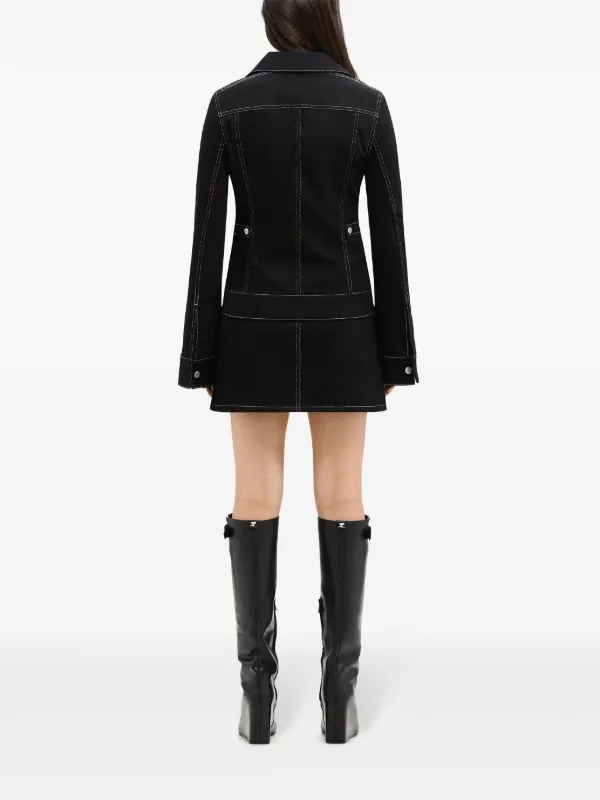 Courrèges Topstitched Denim Trucker Jacket | Black | FARFETCH
