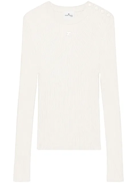 Courrèges embroidered logo ribbed-knit sweater