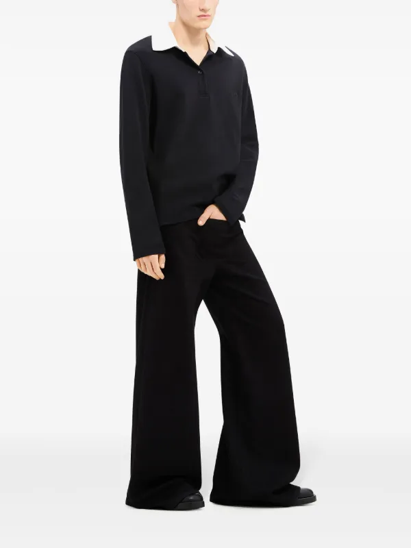 Courrèges Contrasting Cotton Blend Polo Shirt | Black