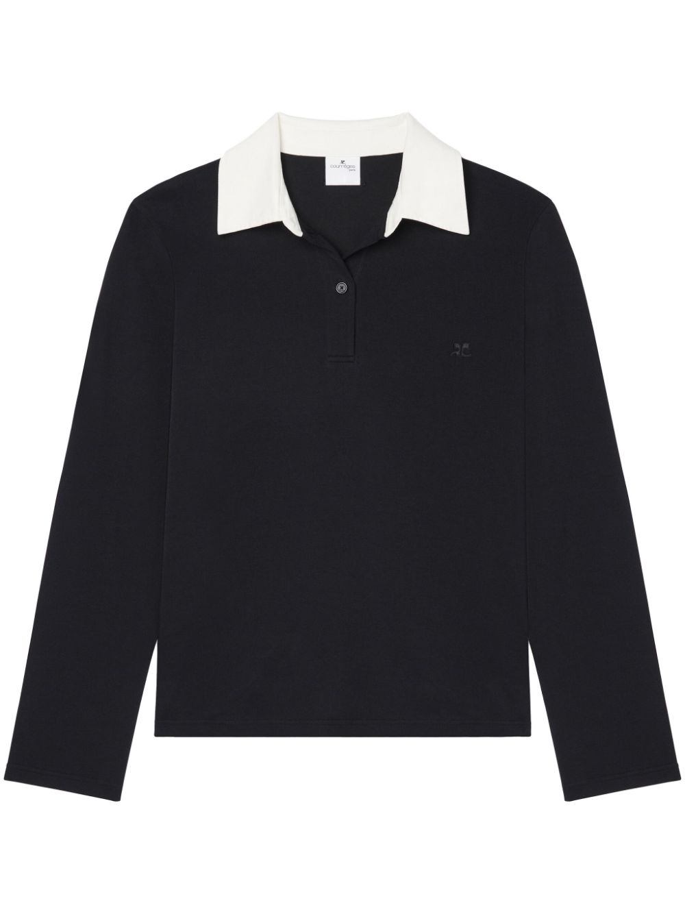 Courrèges Contrasting Cotton Blend Polo Shirt In Black